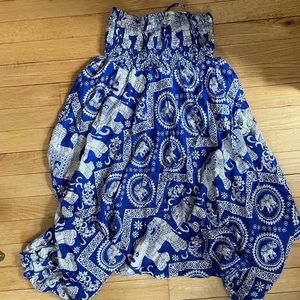 Blue elephant harem pant